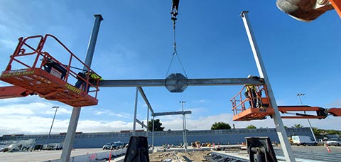 Project airport in California step two. Empire Steel Erectors